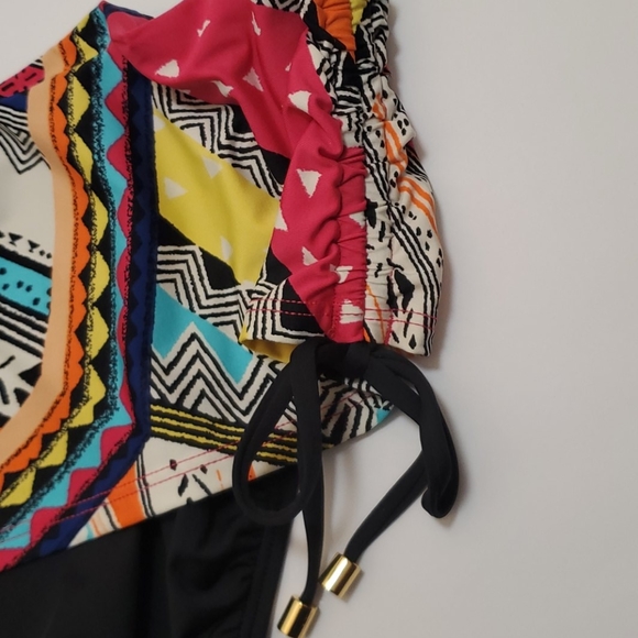 Gibson Latimer Tribal-Print Ruched Banded Bottoms - Picture 3 of 6